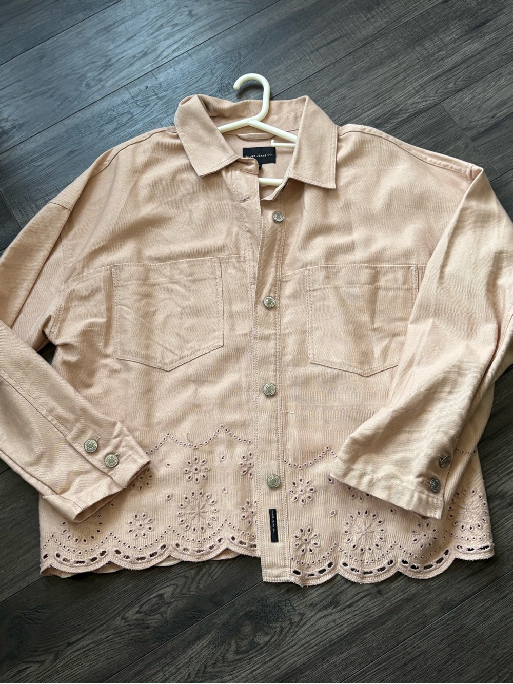 Women’s Scallop-Hem Button Jacket - Blush Pink